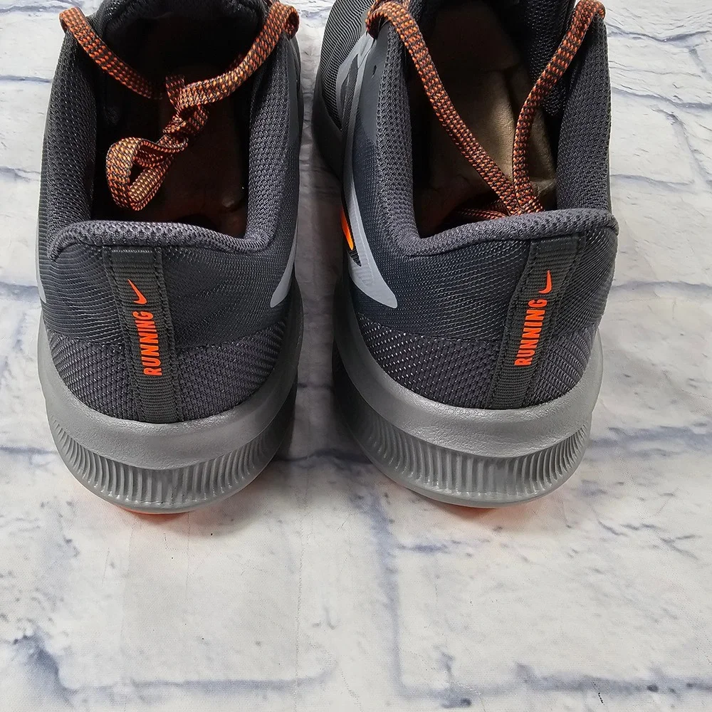 Nike Downshifter 10 Running Shoes Mens 9.5 Grey Black Orange Low Top Sneakers